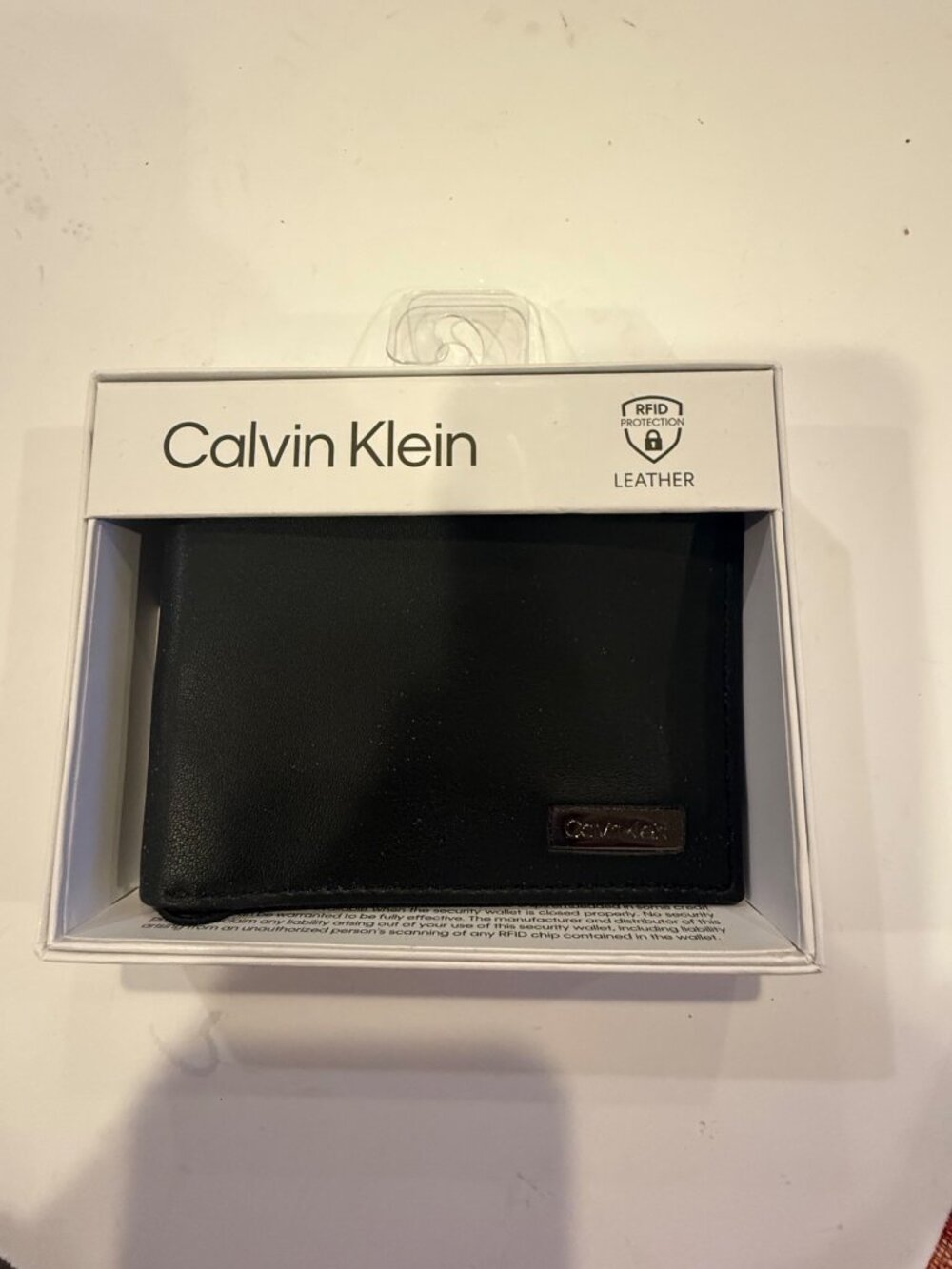 Calvin Klein Black Leather RFID Protection Bifold Wallet In Gift Box